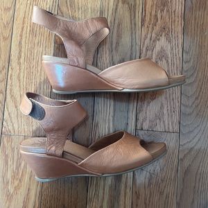 Soft leather wedge sandals. Like new used only 3xs.